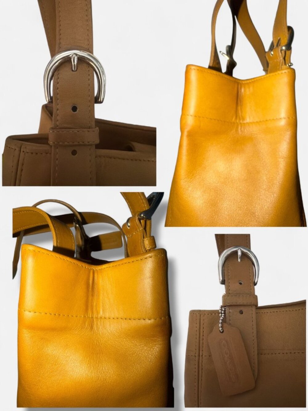 VTG Coach Buckle Tote 4157 Toffee Leather Nickel Waverly Soho 90s Dominican Rep - Picture 9 of 11